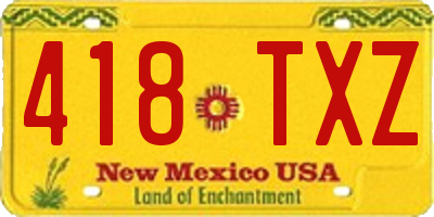 NM license plate 418TXZ