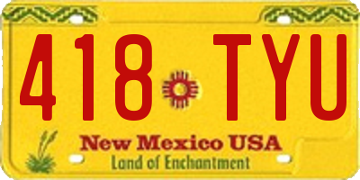 NM license plate 418TYU