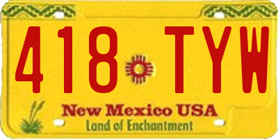 NM license plate 418TYW