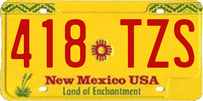 NM license plate 418TZS