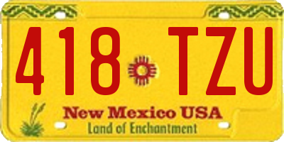 NM license plate 418TZU