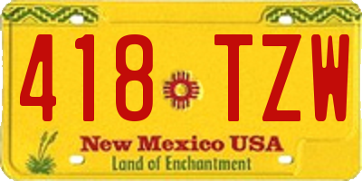 NM license plate 418TZW