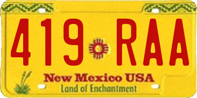 NM license plate 419RAA