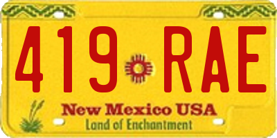 NM license plate 419RAE