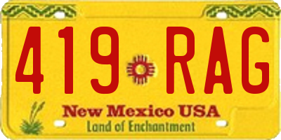 NM license plate 419RAG