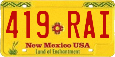 NM license plate 419RAI