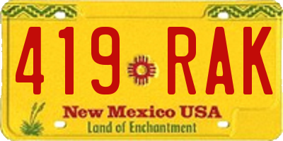 NM license plate 419RAK