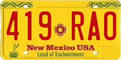 NM license plate 419RAO
