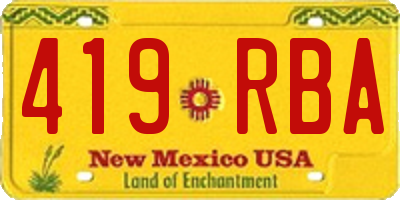 NM license plate 419RBA