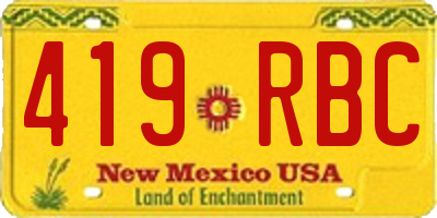 NM license plate 419RBC