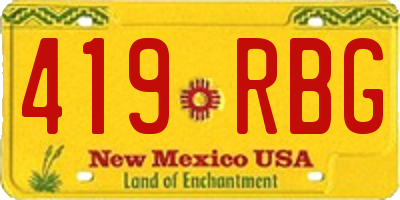 NM license plate 419RBG