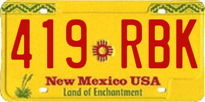 NM license plate 419RBK