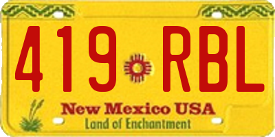 NM license plate 419RBL