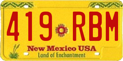 NM license plate 419RBM