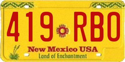 NM license plate 419RBO