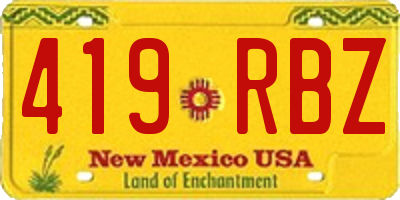 NM license plate 419RBZ
