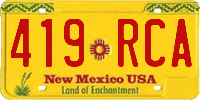 NM license plate 419RCA