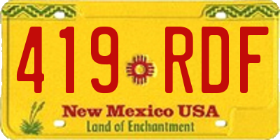 NM license plate 419RDF