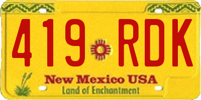 NM license plate 419RDK