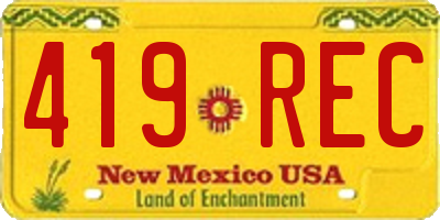 NM license plate 419REC