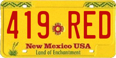 NM license plate 419RED