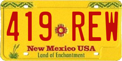 NM license plate 419REW