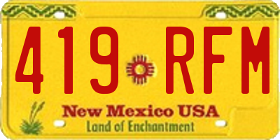 NM license plate 419RFM