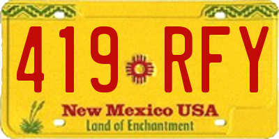 NM license plate 419RFY