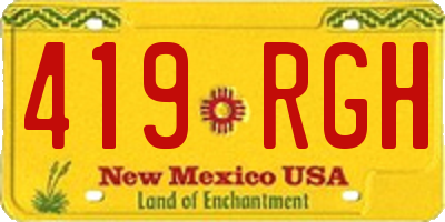 NM license plate 419RGH