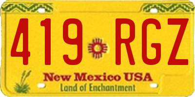 NM license plate 419RGZ