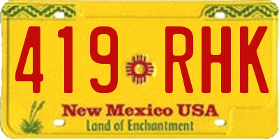 NM license plate 419RHK