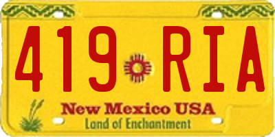 NM license plate 419RIA