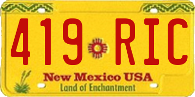 NM license plate 419RIC