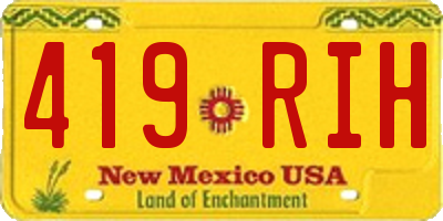 NM license plate 419RIH