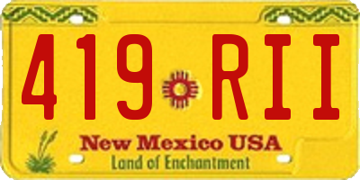NM license plate 419RII