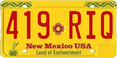 NM license plate 419RIQ