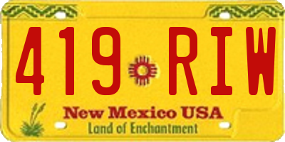 NM license plate 419RIW