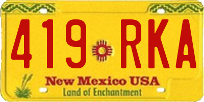 NM license plate 419RKA