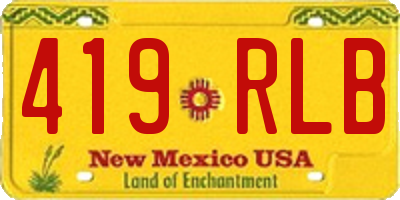 NM license plate 419RLB