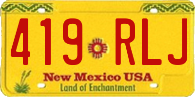 NM license plate 419RLJ