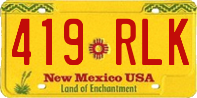 NM license plate 419RLK