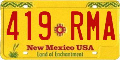 NM license plate 419RMA