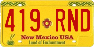 NM license plate 419RND