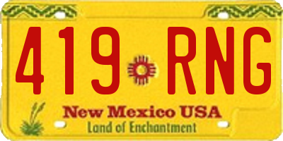 NM license plate 419RNG