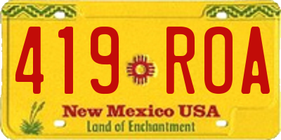 NM license plate 419ROA