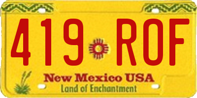 NM license plate 419ROF