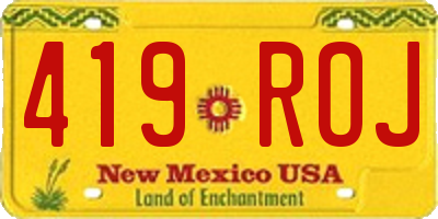NM license plate 419ROJ