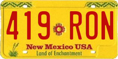 NM license plate 419RON