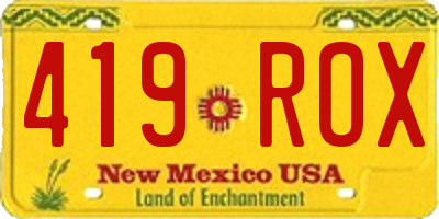 NM license plate 419ROX