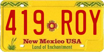 NM license plate 419ROY
